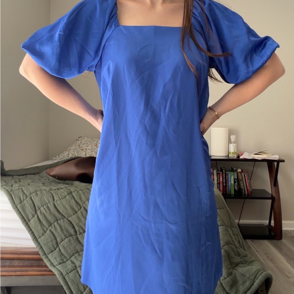 Anne Taylor Royal Blue Puff Sleeve Dress
